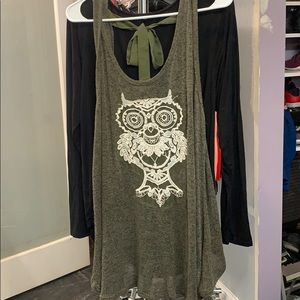 Green open back tank